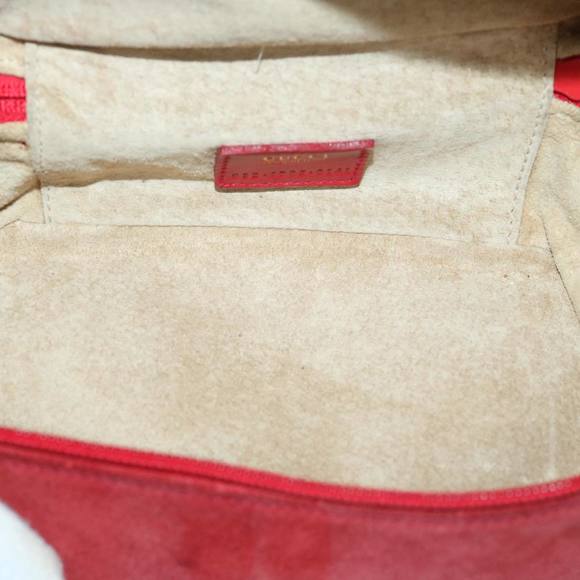 GUCCI Vanity Cosmetic Pouch Suede Red 032 1705 0141 Auth 66538 - Picture 11 of 16